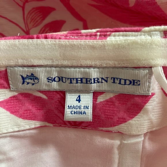 SOUTHERN TIDE strapless pink white dress pockets size 6 small floral rush - Picture 8 of 9